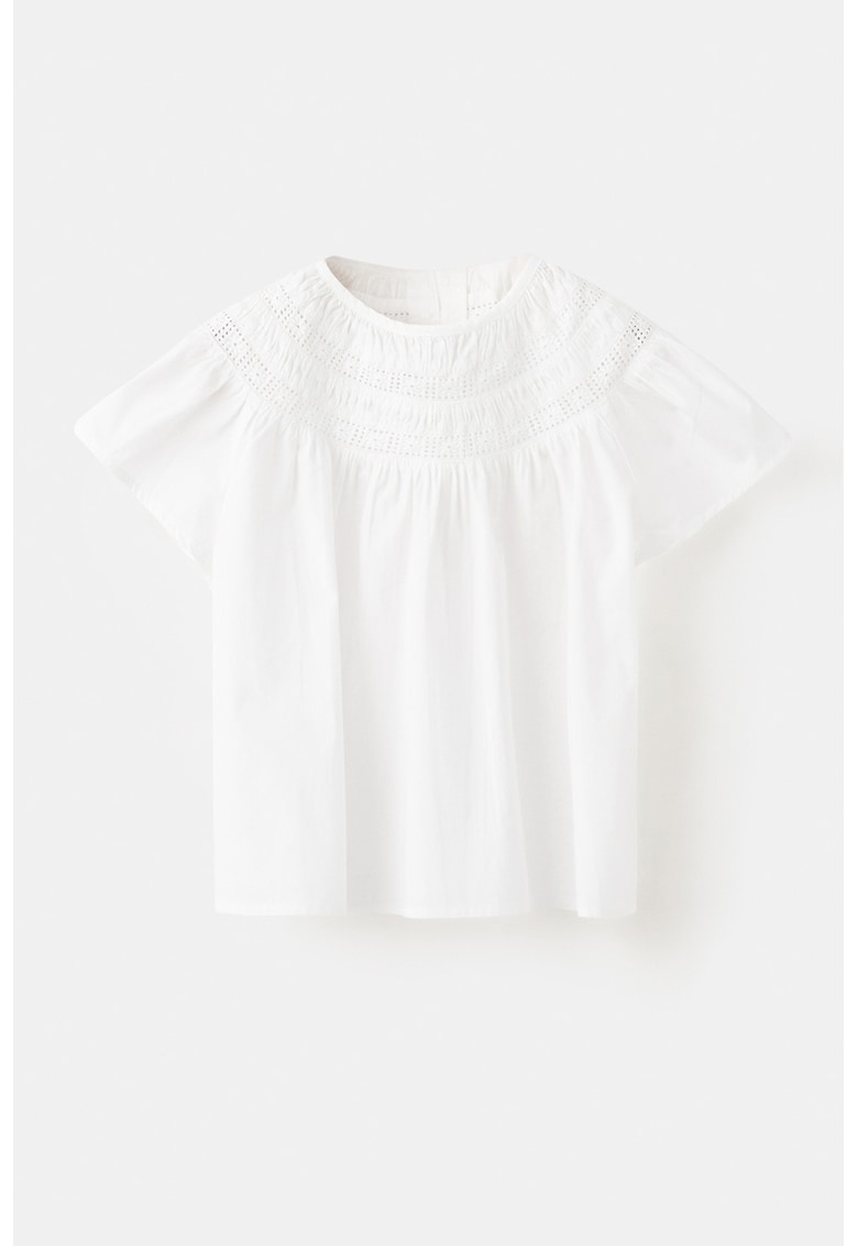Bluza de bumbac cu detalii de dantela - Alb