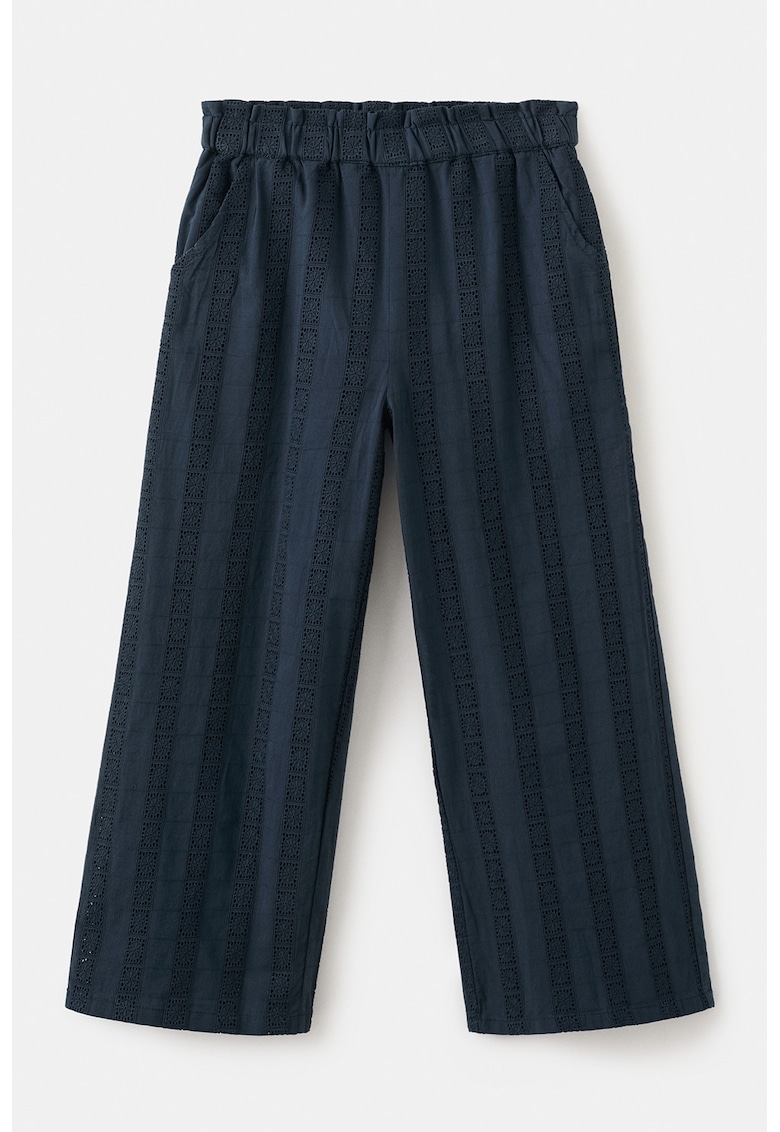 Pantaloni de bumbac cu detalii sangallo - Bleumarin