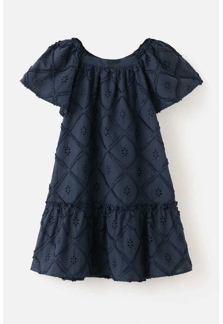 Rochie cu maneci scurte si decolteu rotund - Bleumarin