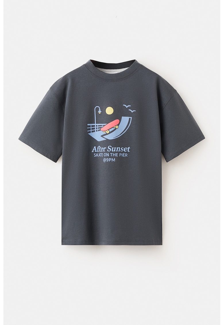 Tricou de bumbac cu imprimeu - Gri carbune