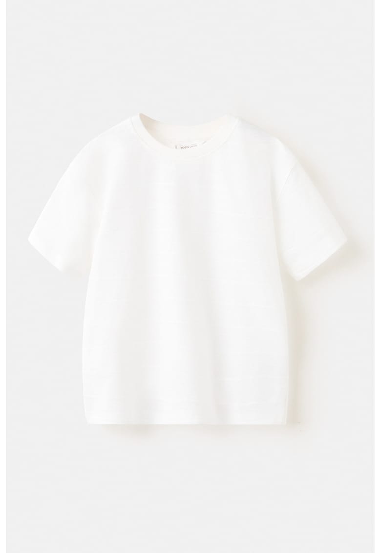 Tricou de bumbac cu decolteu la baza gatului - Alb