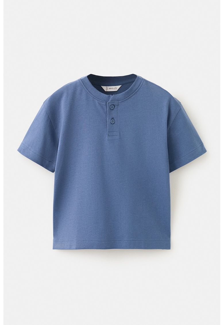Tricou cu fenta cu nasturi - Albastru inchis