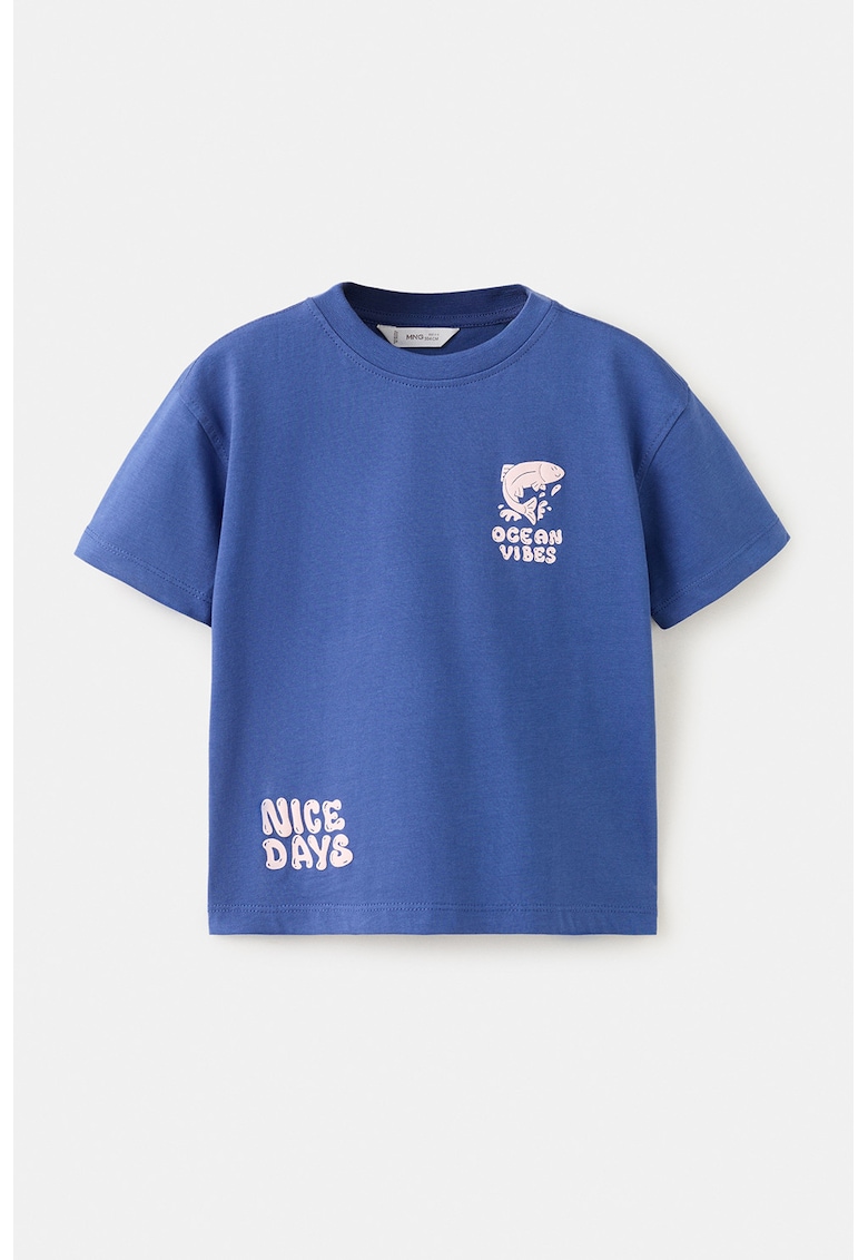 Tricou cu imprimeu tropical - Albastru
