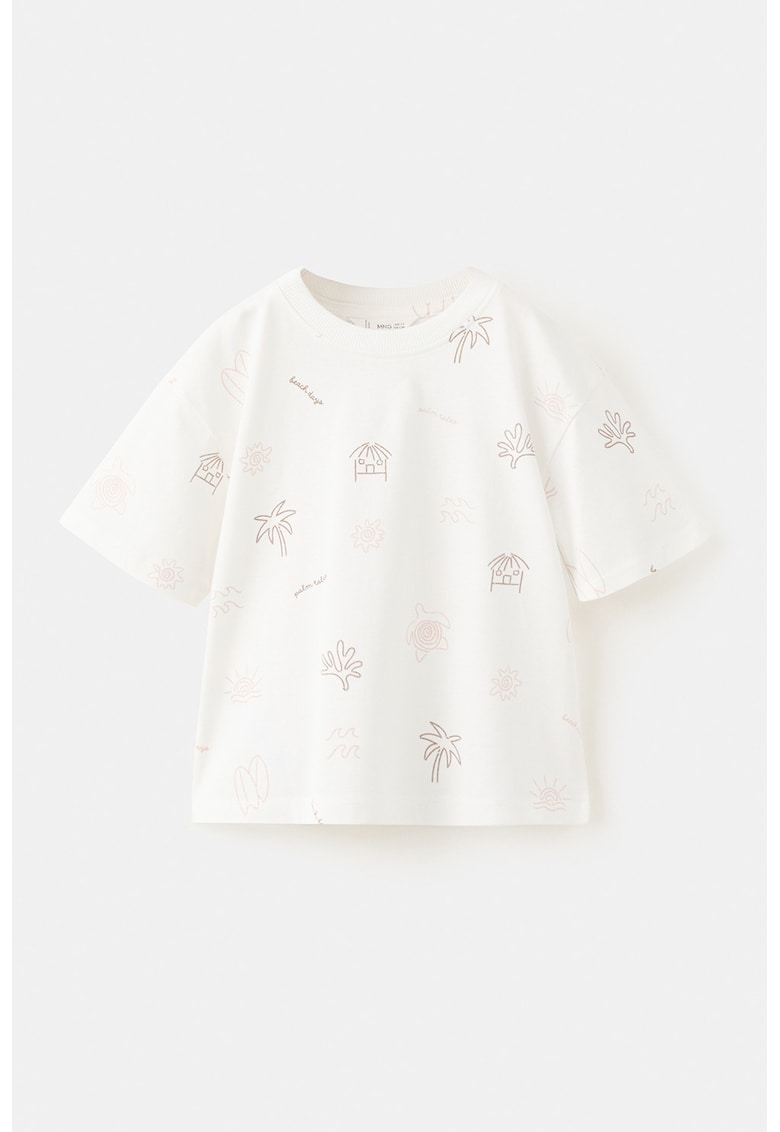 Tricou cu model tropical - Alb/Rosu inchis