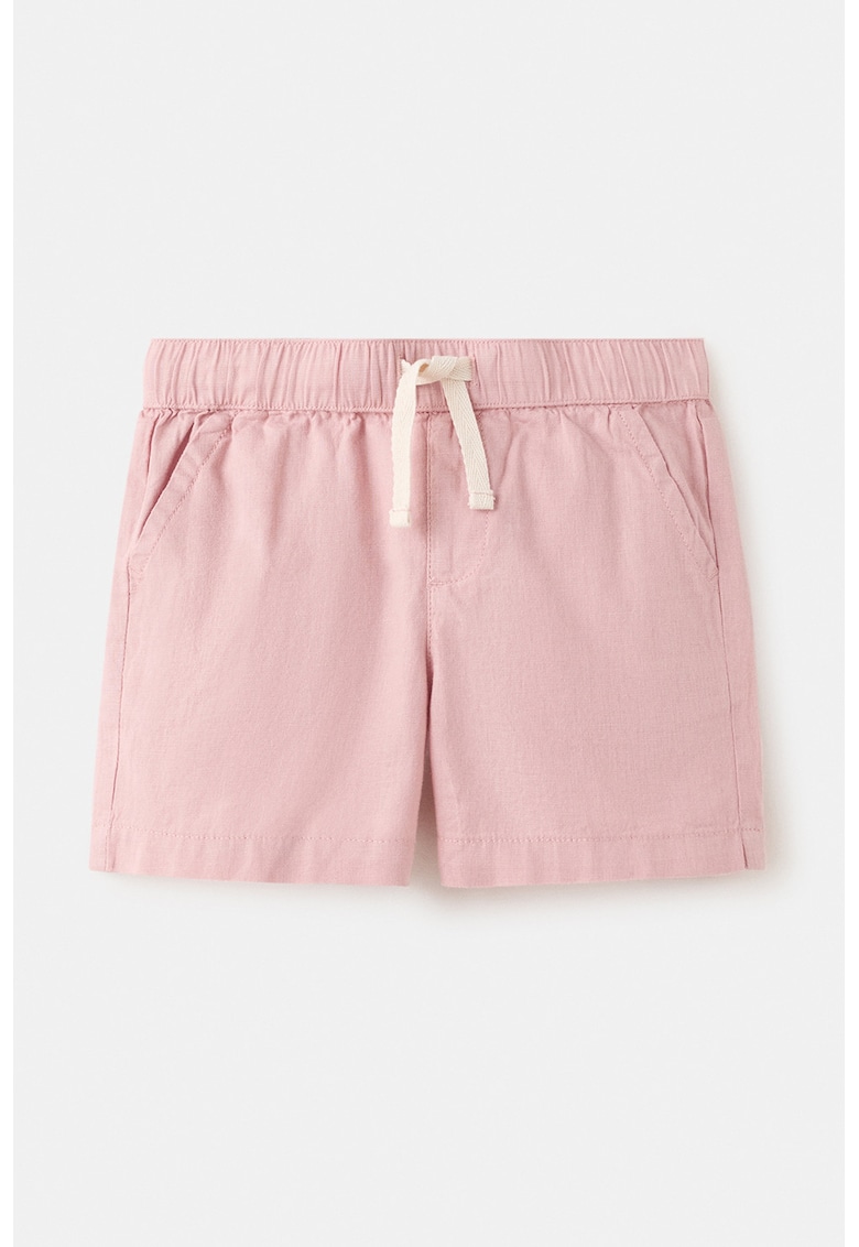 Pantaloni scurti din amestec de in cu snur - Roz deschis