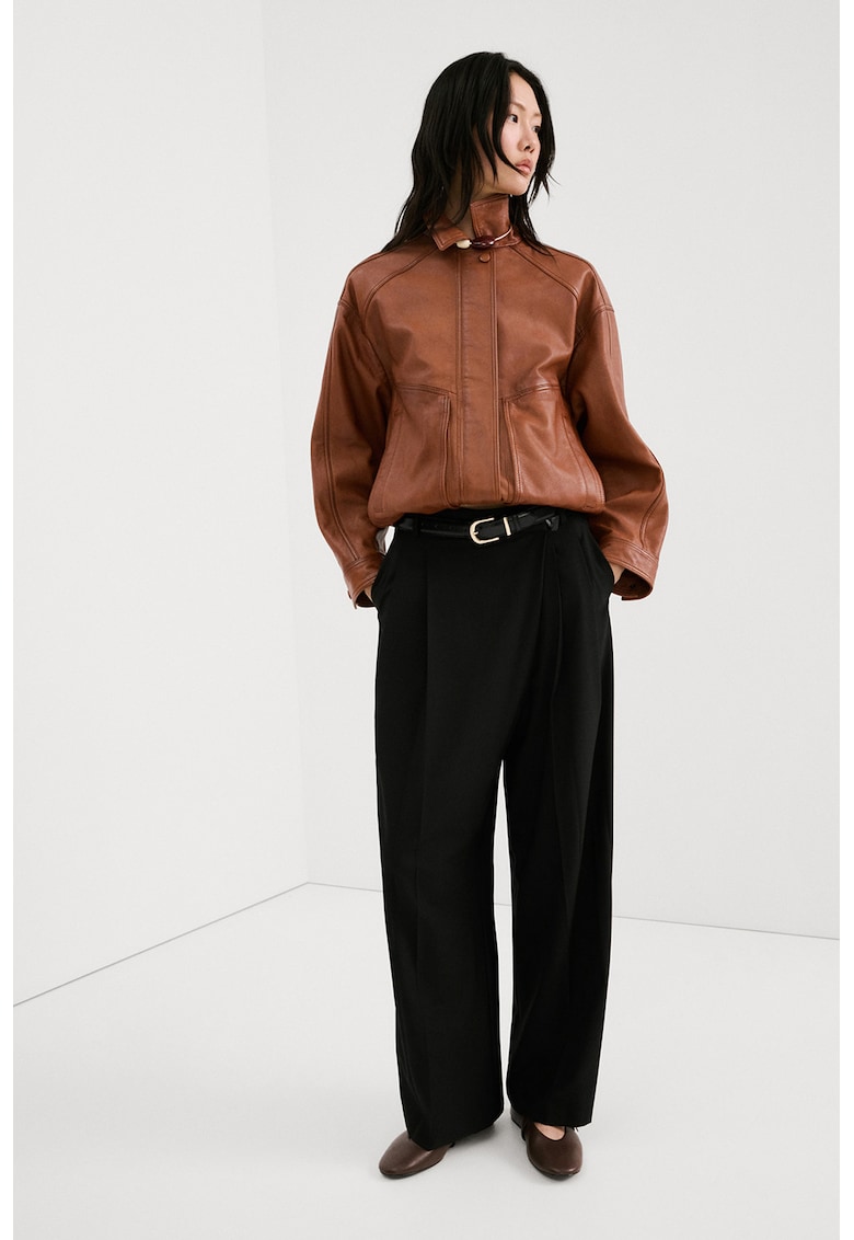 Pantaloni ampli cu talie inalta - Negru