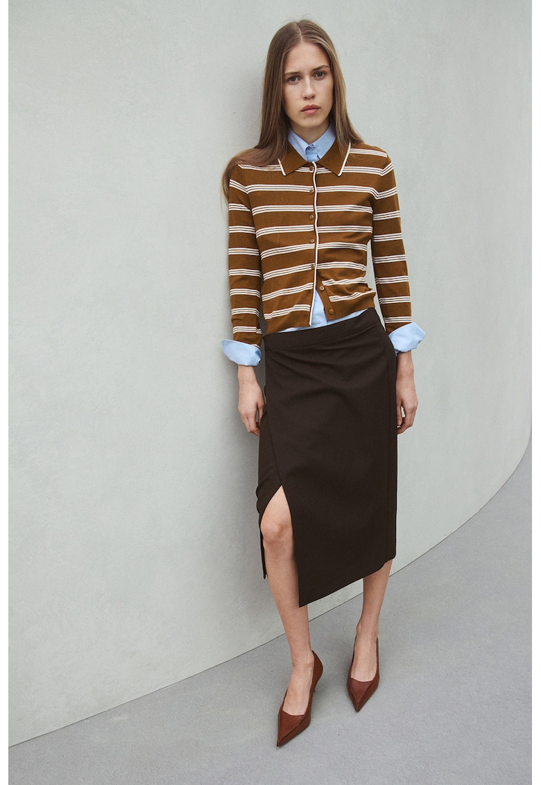 cardigan cu nasturi si dungi - Caramel
