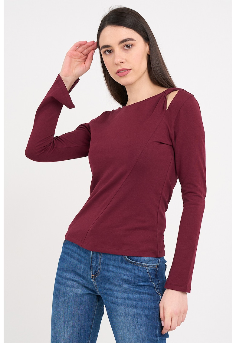 Bluza cu decupaj - Visiniu