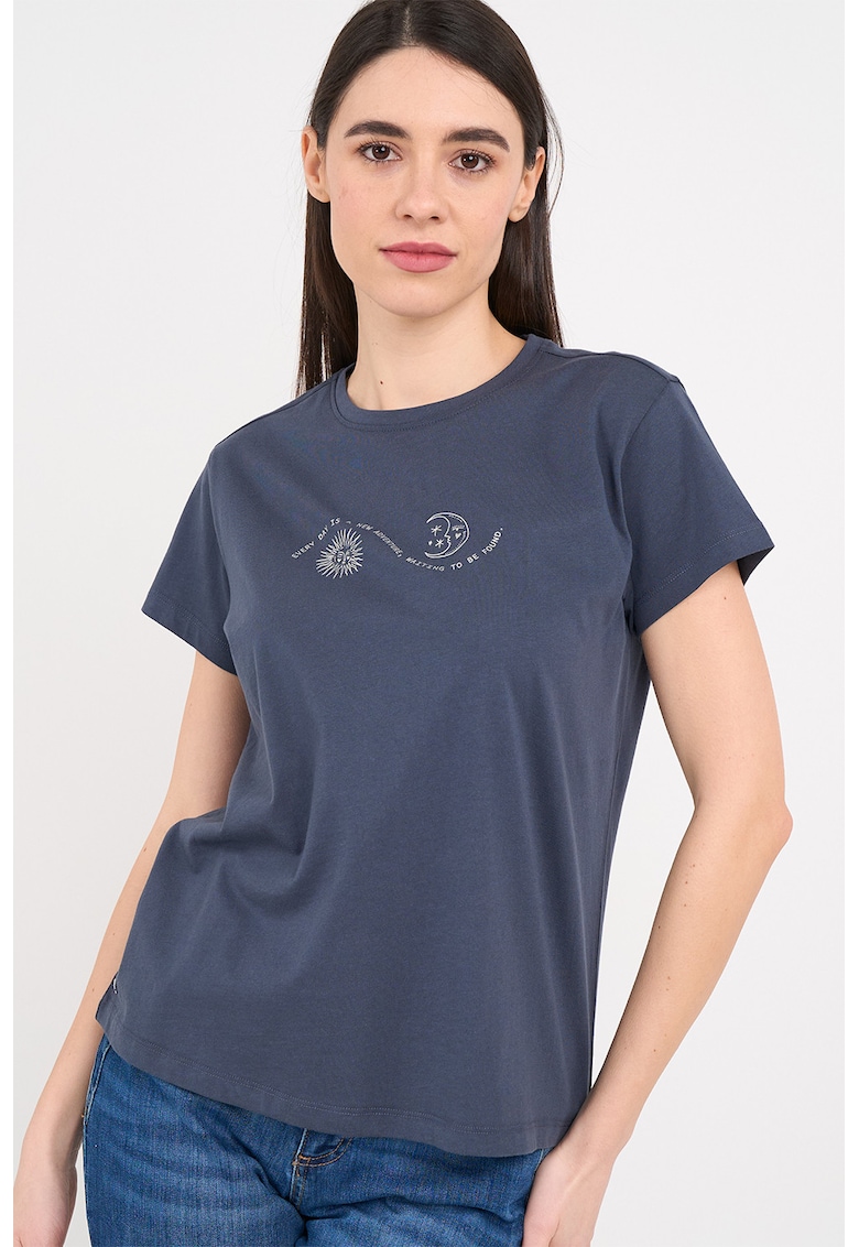 Tricou din bumbac cu imprimeu - Albastru prafuit