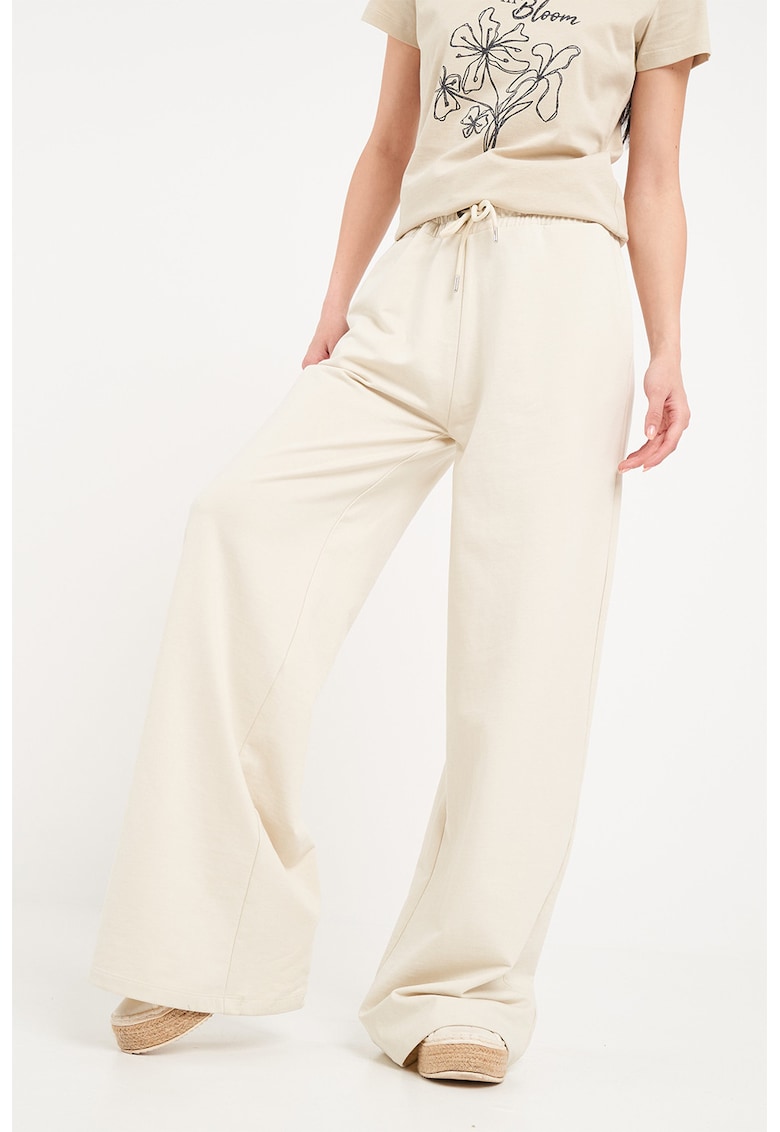 Pantaloni de trening cu croiala ampla - Alb fildes