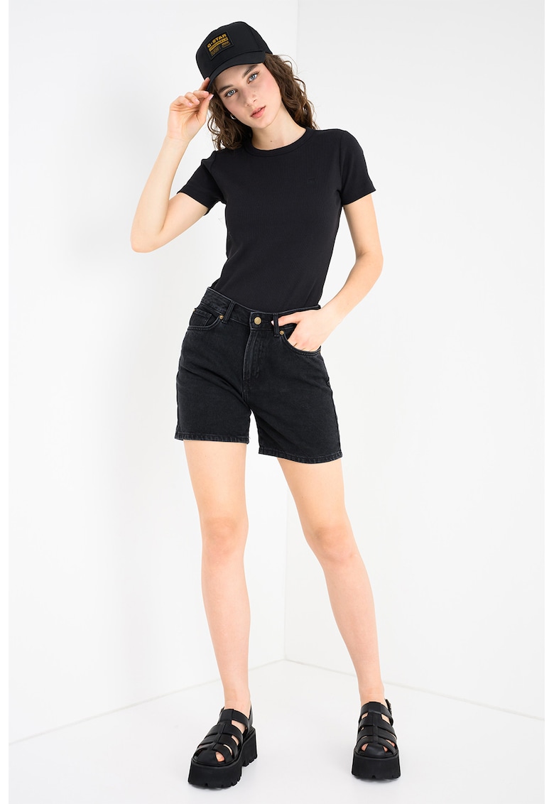 Tricou slim fit din amestec de bumbac organic - Negru