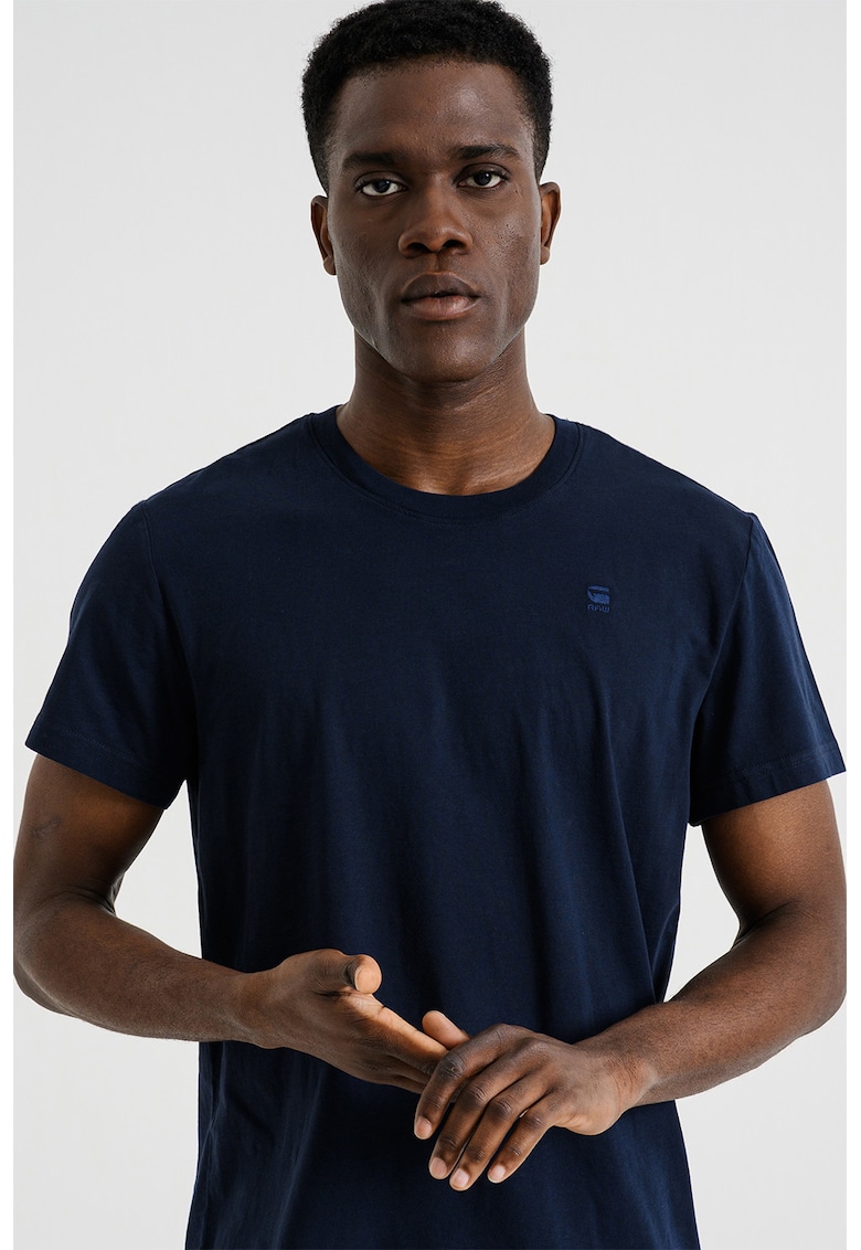 Tricou regular fit din bumbac organic Base-S - Albastru ultramarin