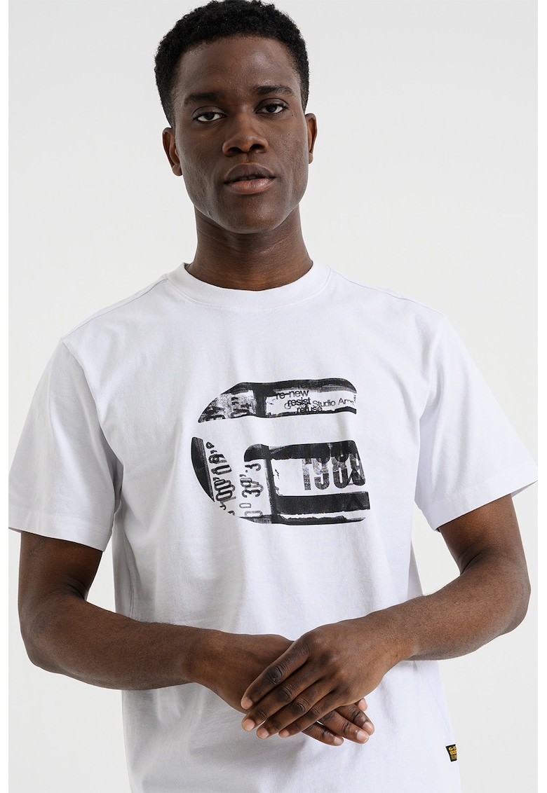 Tricou de bumbac organic cu logo - Alb optic
