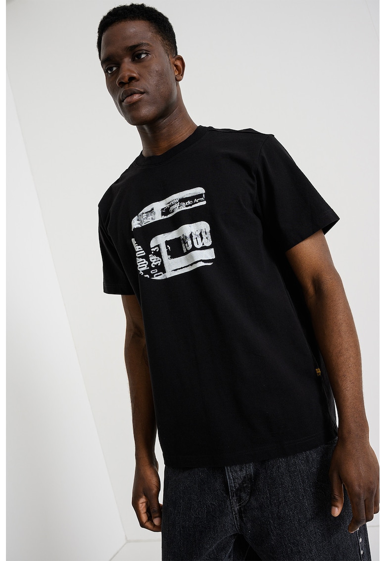 Tricou de bumbac organic cu logo - Negru