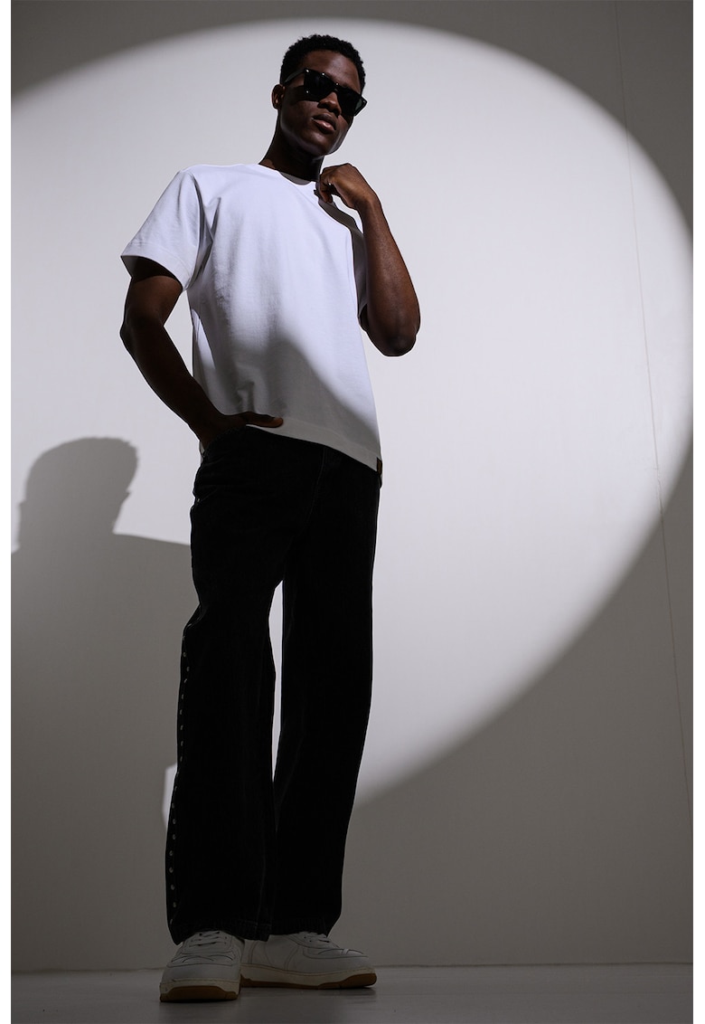 Tricou din bumbac organic cu decolteu la baza gatului - Alb optic