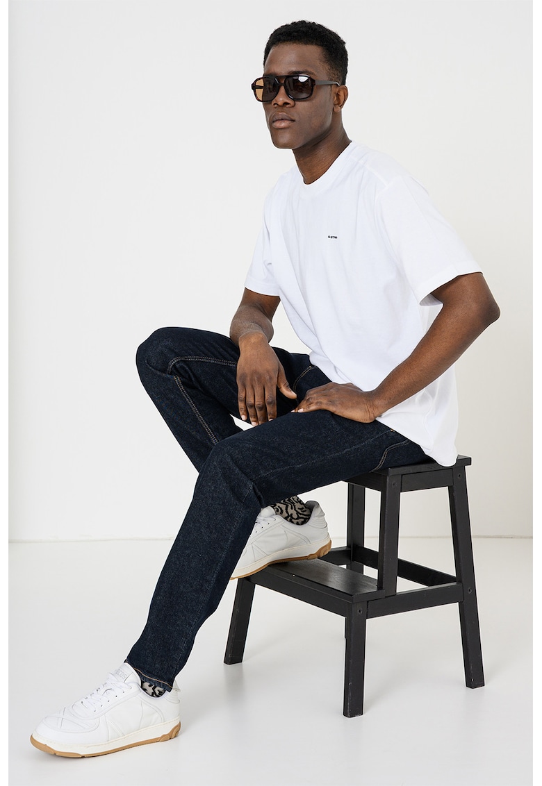 Tricou din amestec de bumbac organic cu decolteu la baza gatului - Alb optic