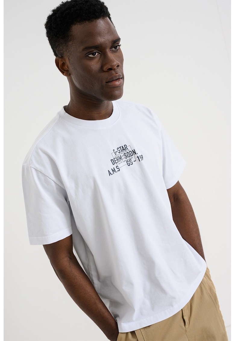 Tricou lejer din bumbac organic - Negru stins/Alb optic