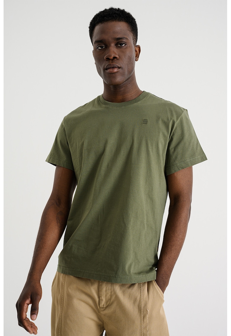 Tricou regular fit din bumbac organic Base-S - Verde pal