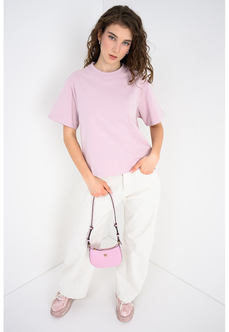 Tricou uni din bumbac organic - Roz prafuit