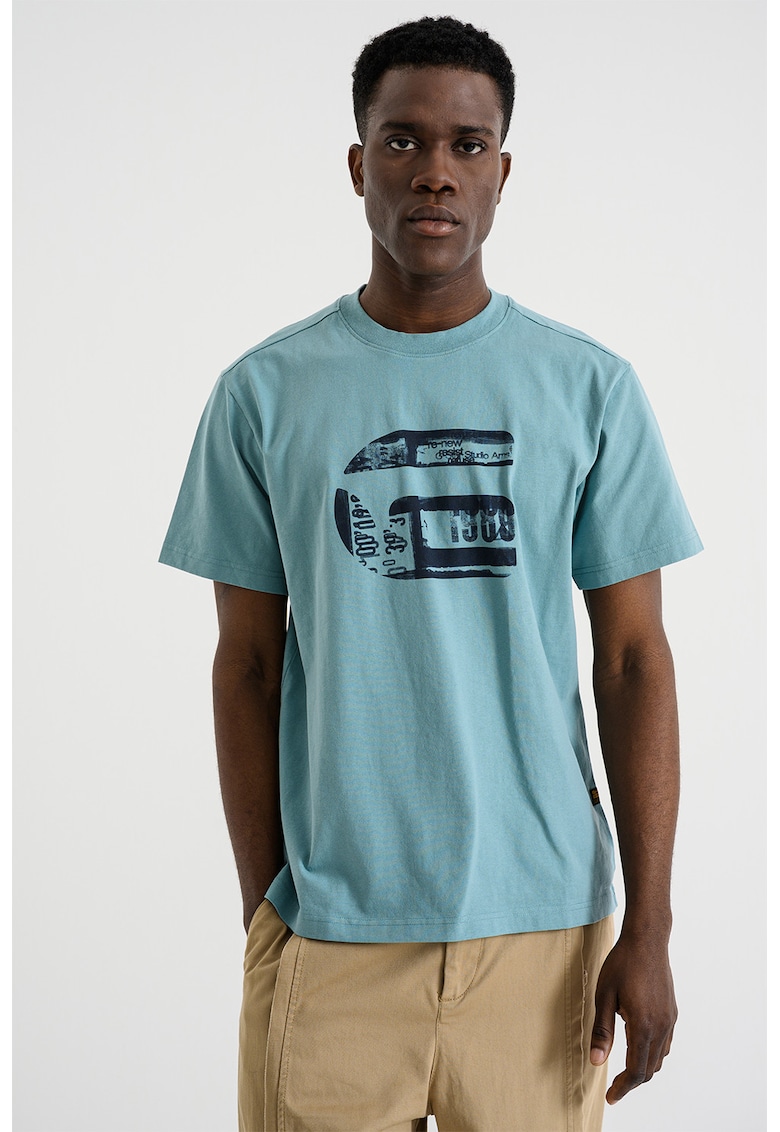 Tricou de bumbac organic cu logo - Albastru petrol