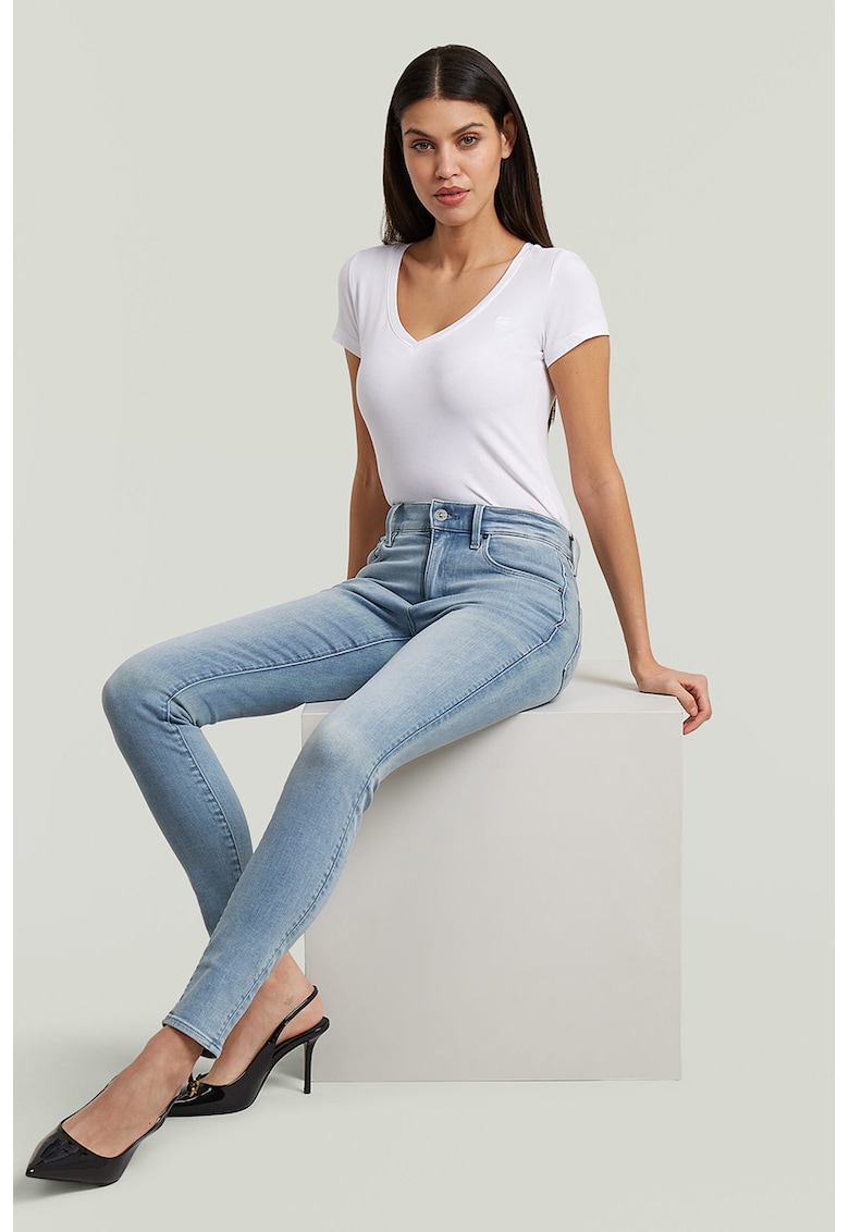 Blugi skinny cu talie inalta 3301 - Albastru pastel/Albastru prafuit