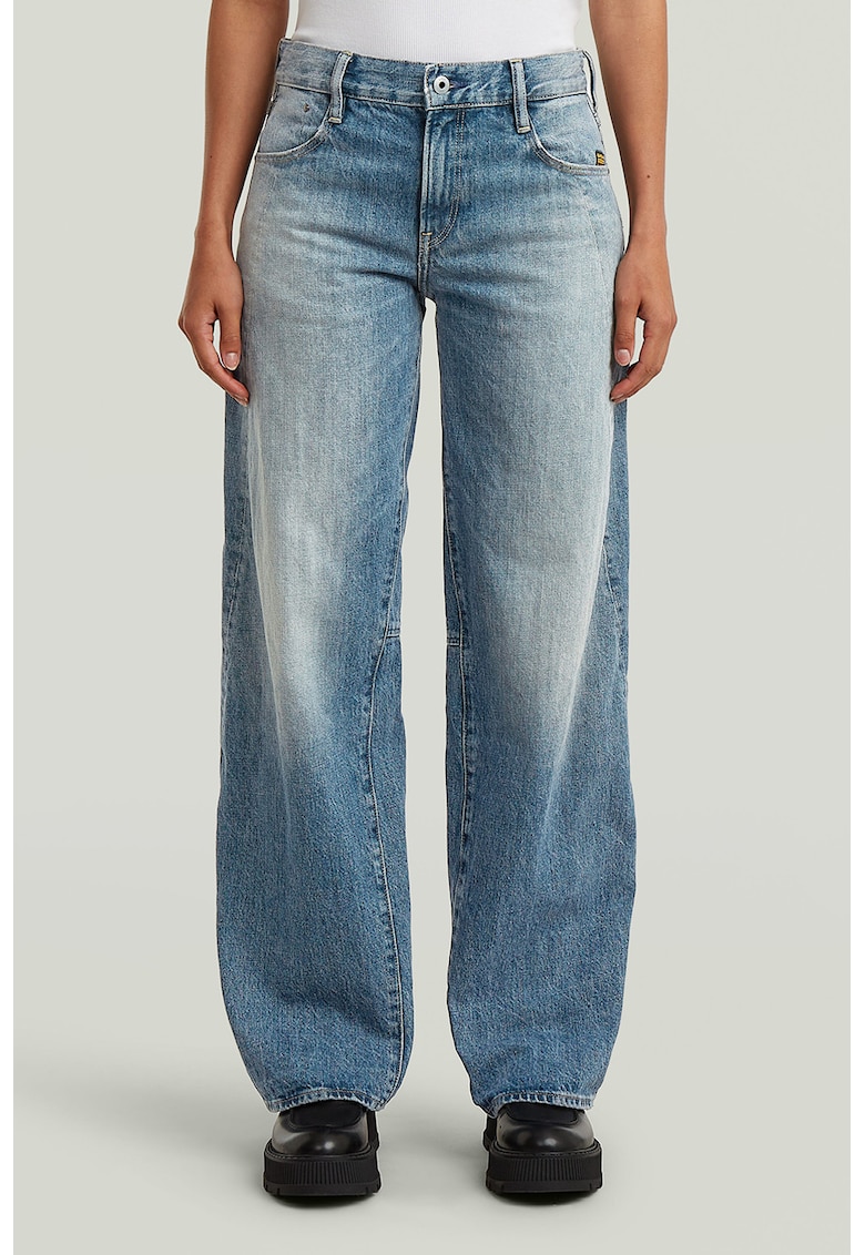 Blugi cu talie medie si croiala ampla - Albastru lavanda/Albastru glaciar