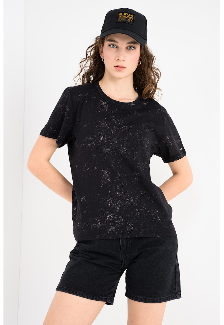 Tricou din bumbac organic cu decolteu rotund - Negru