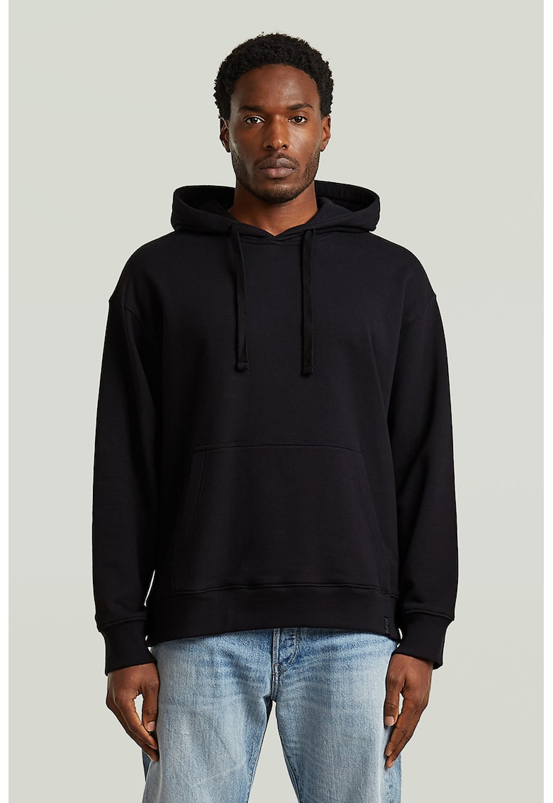 Hanorac din bumbac organic cu buzunar kangaroo - Negru