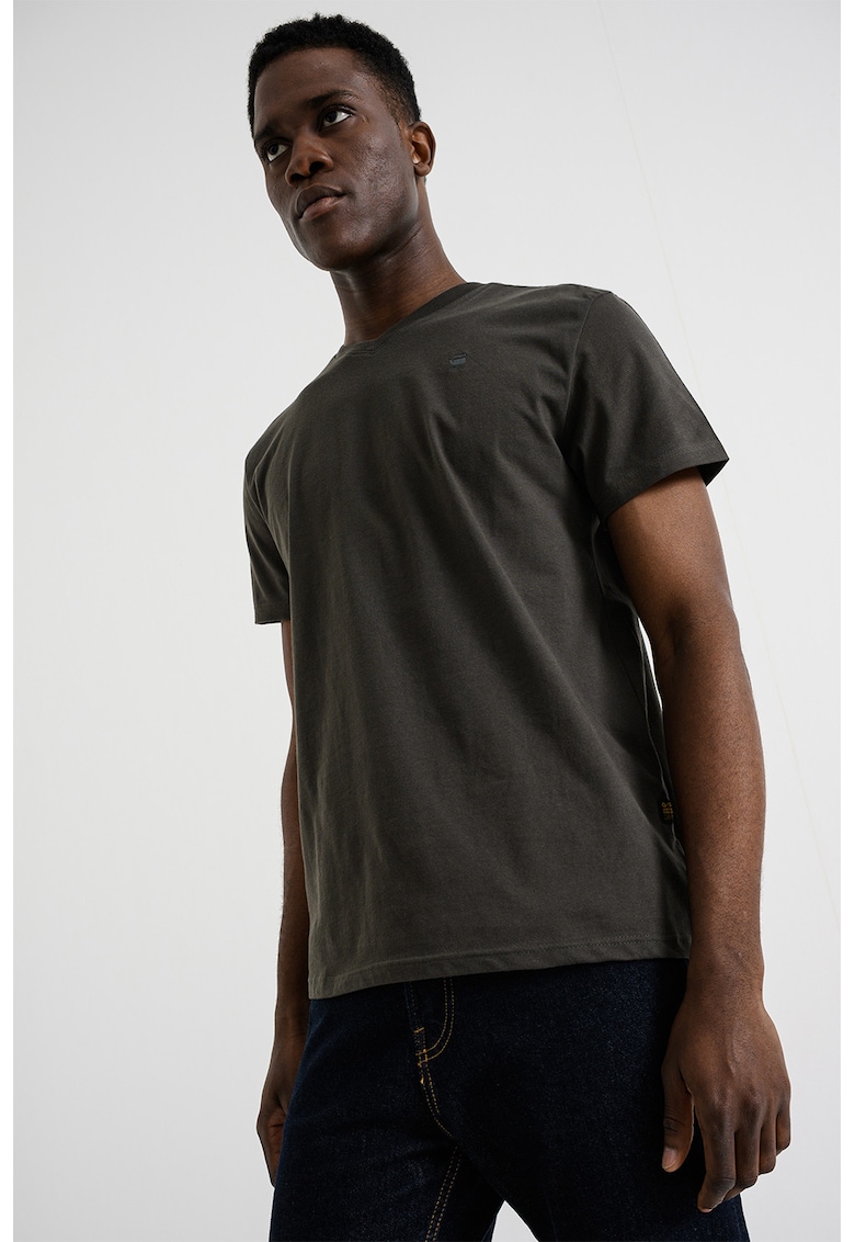 Tricou de bumbac organic cu decolteu in V Base - Verde feriga