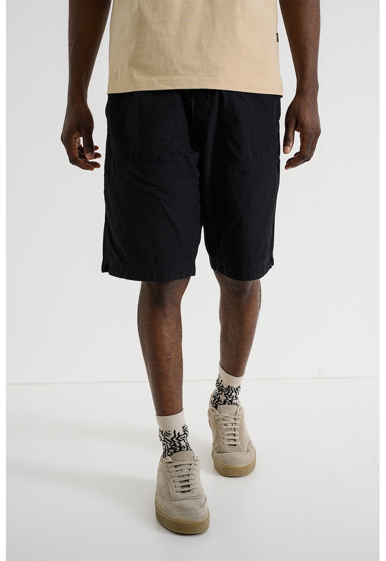 Pantaloni scurti de bumbac organic cu talie elastica - Negru