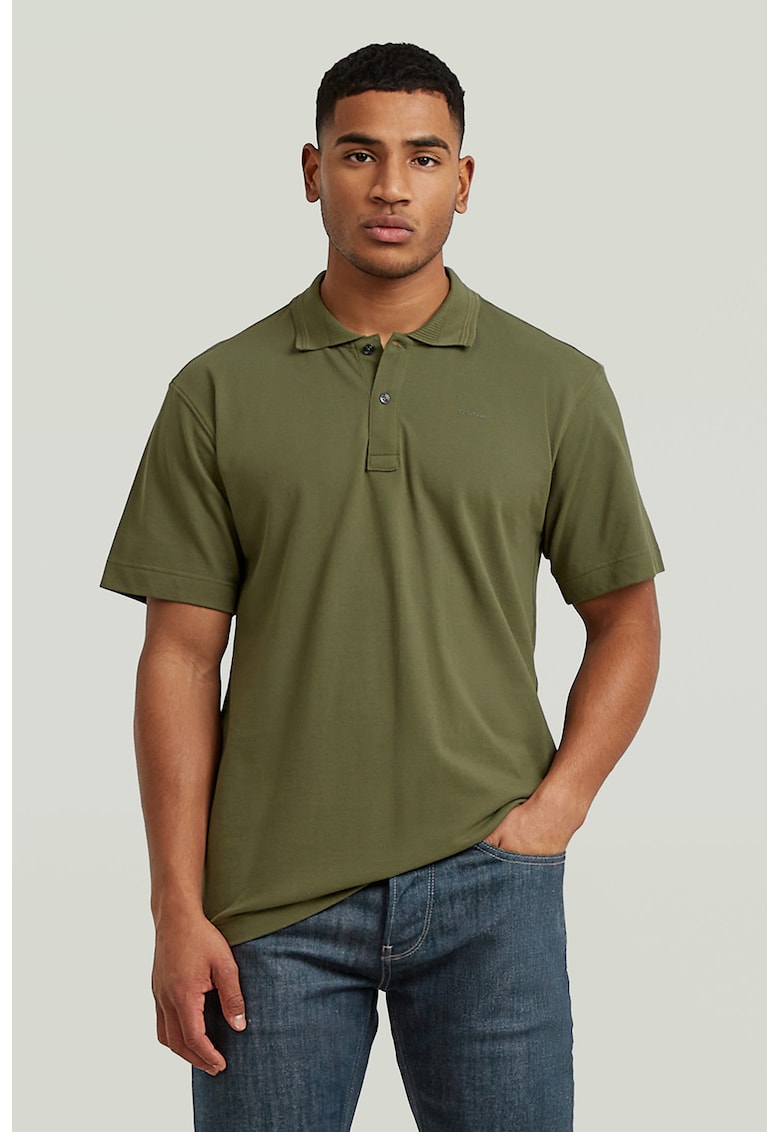 Tricou polo din bumbac organic Core - Verde masliniu