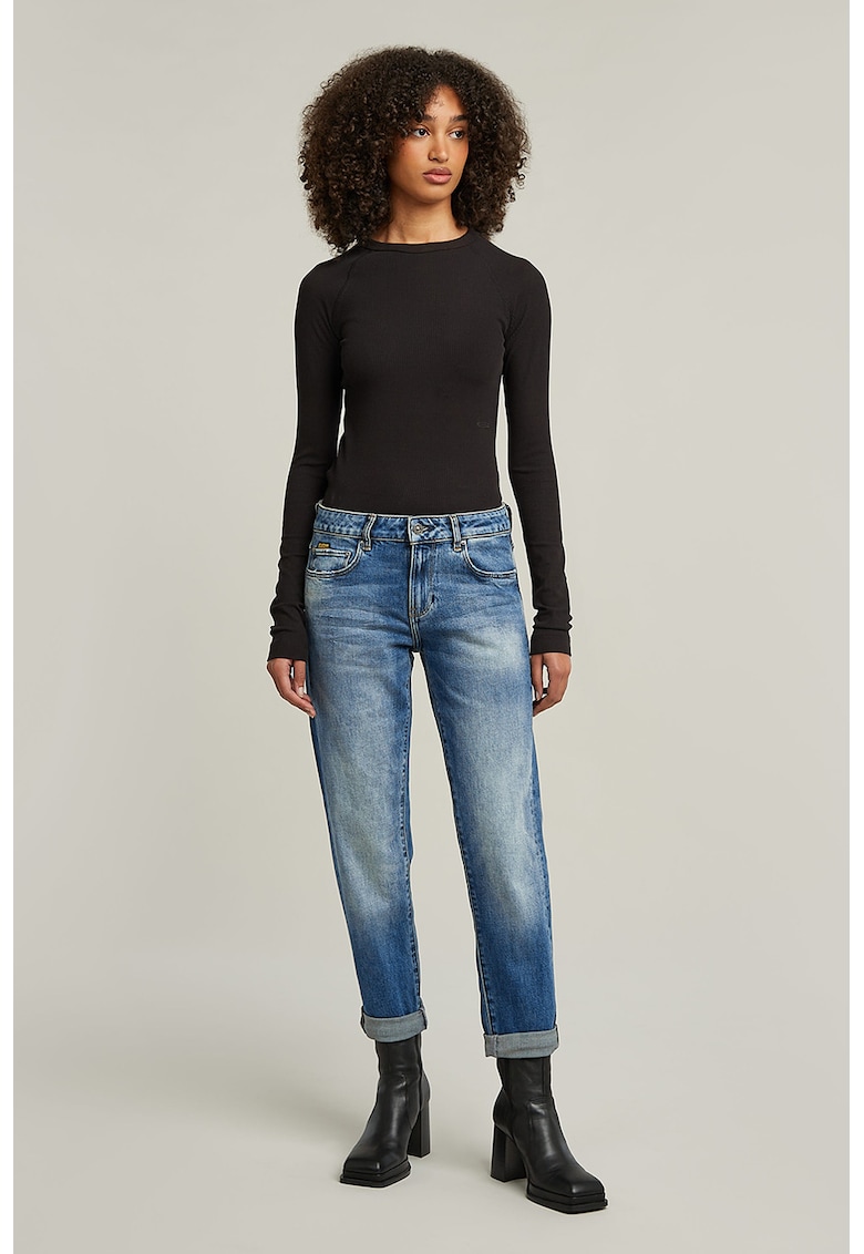 Blugi cu croiala boyfriend Kate - Albastru azur/Albastru deschis