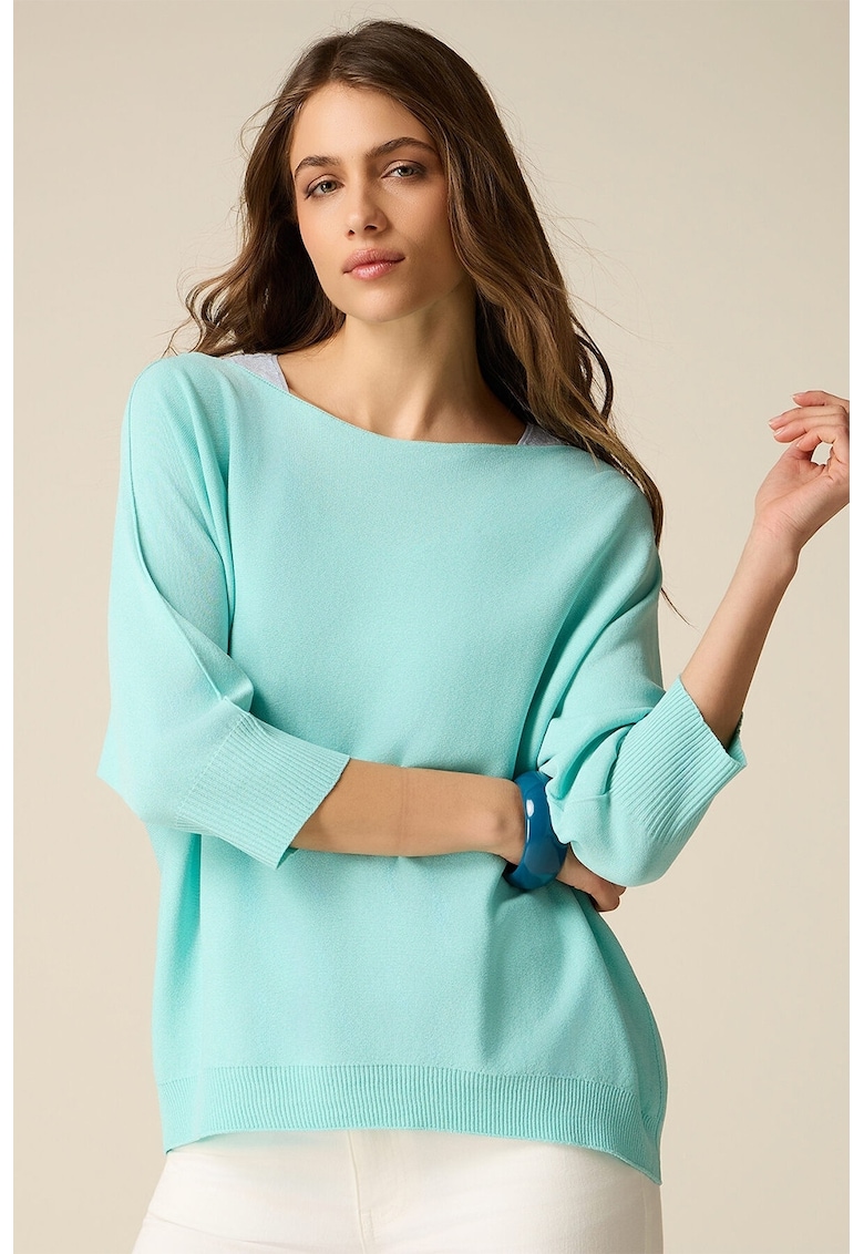 Pulover supradimensionat cu maneci 3/4 - Verde menta