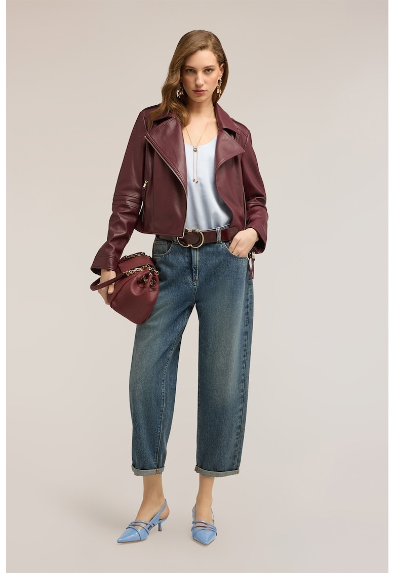 Blugi crop boyfriend - Albastru prafuit