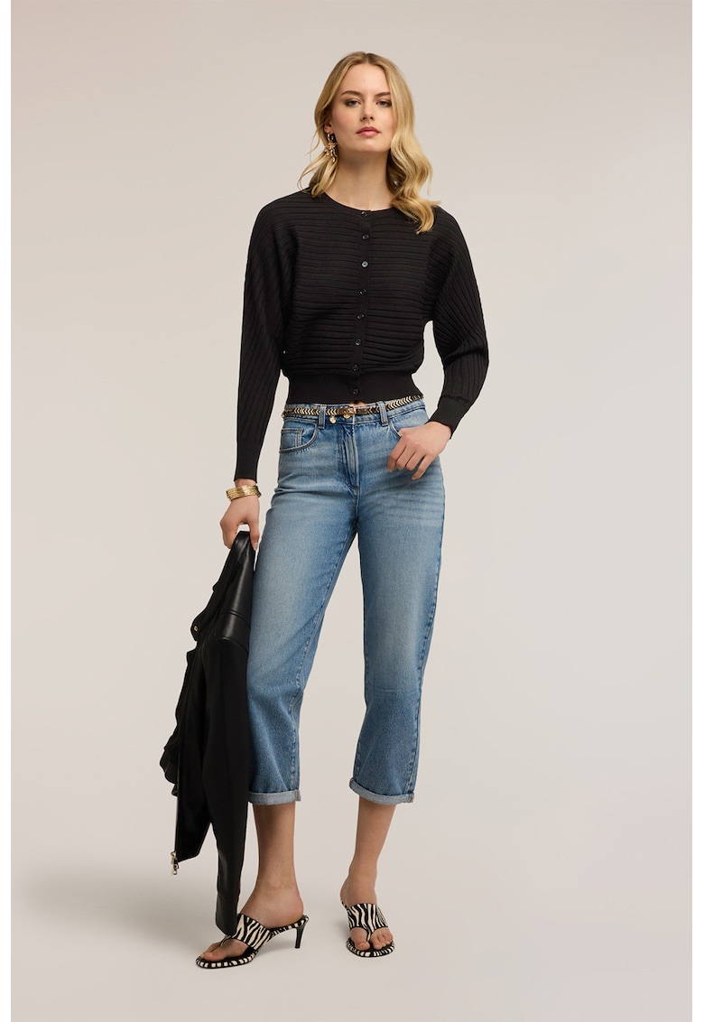 Cardigan tricotat cu nasturi - Negru
