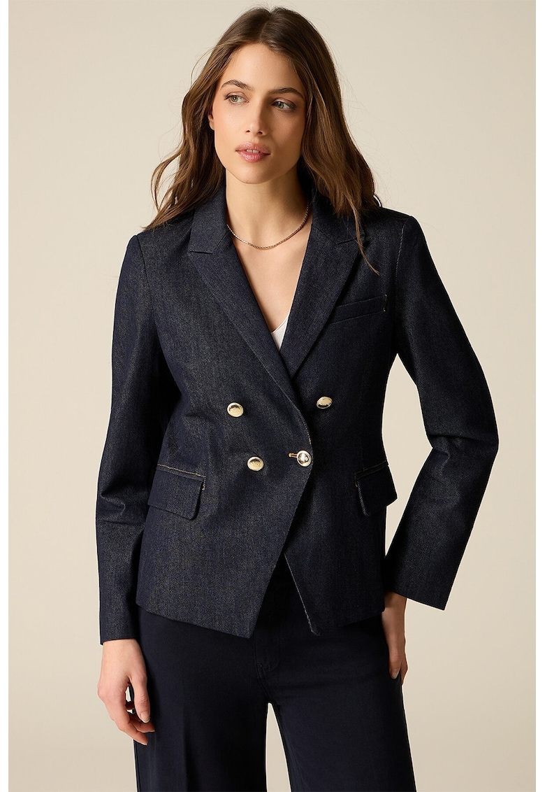 Sacou din denim cu doua randuri de nasturi - Bleumarin