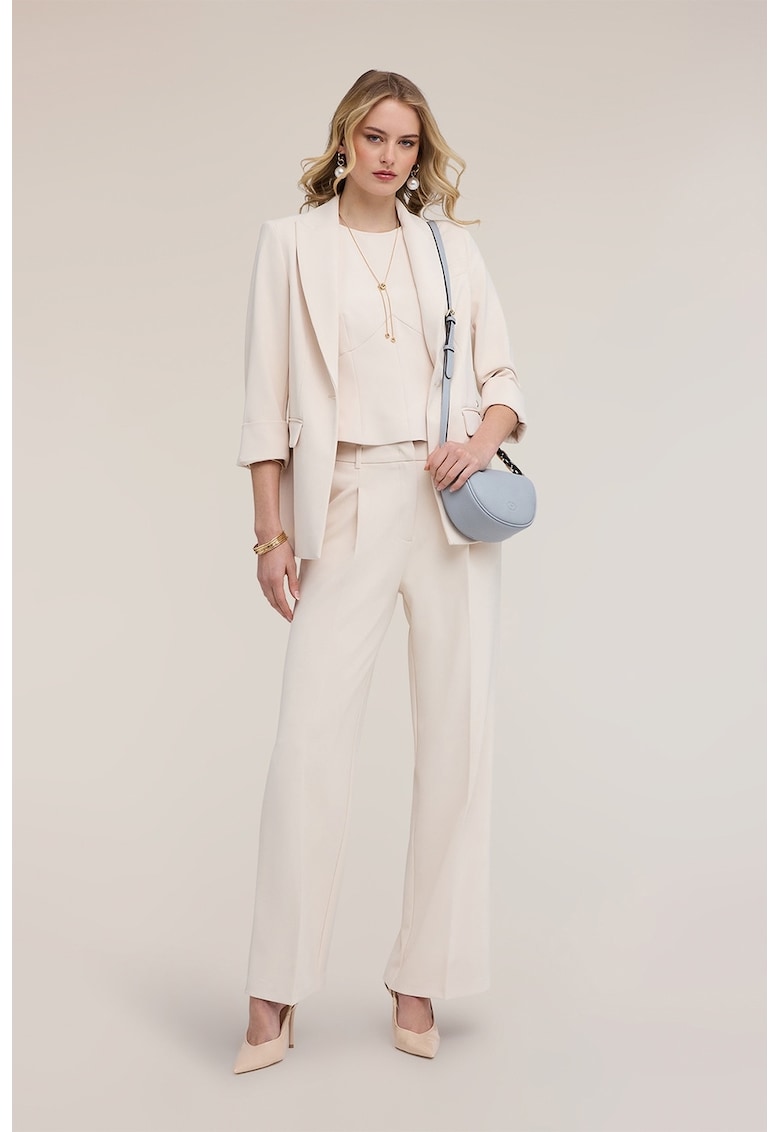 Pantaloni palazzo cu model uni - Alb fildes