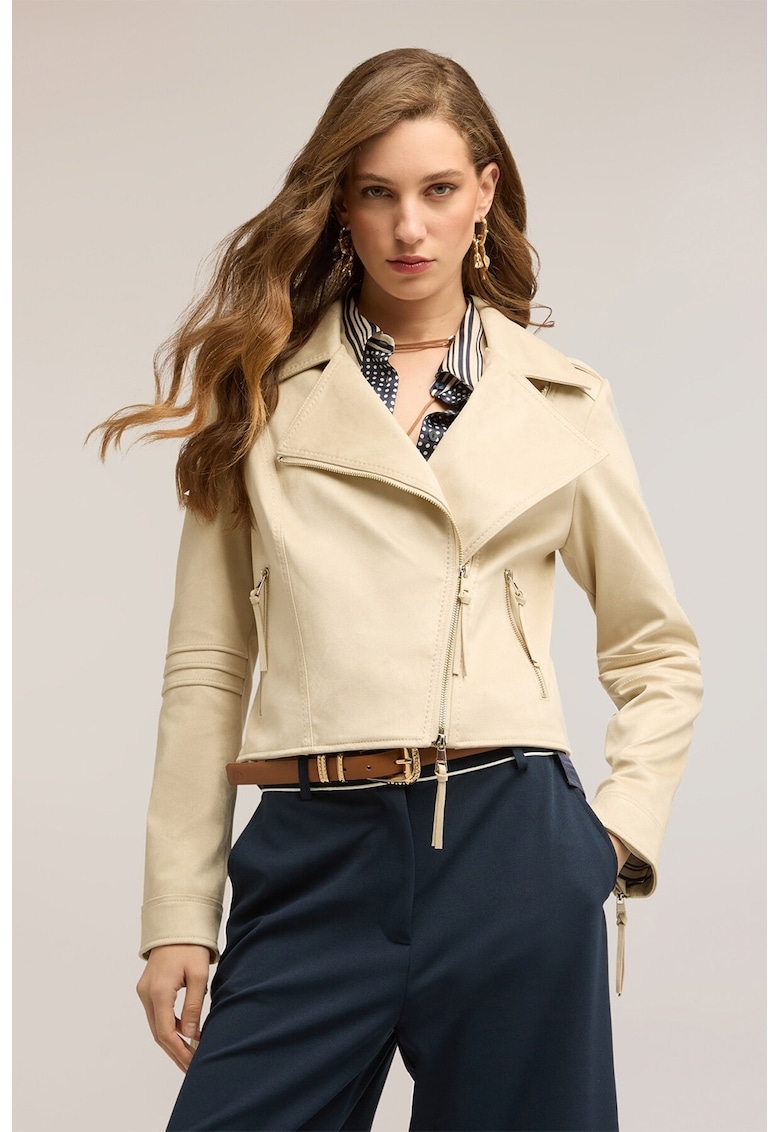 Jacheta biker de piele ecologica - Crem