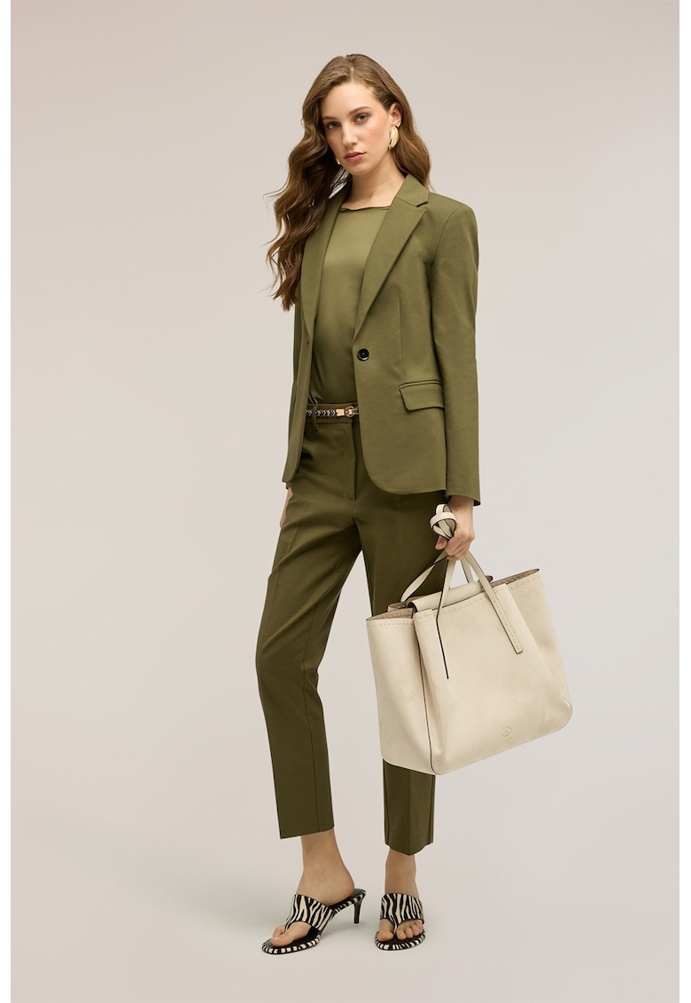Sacou cu model uni si buzunare cu clapa - Verde feriga
