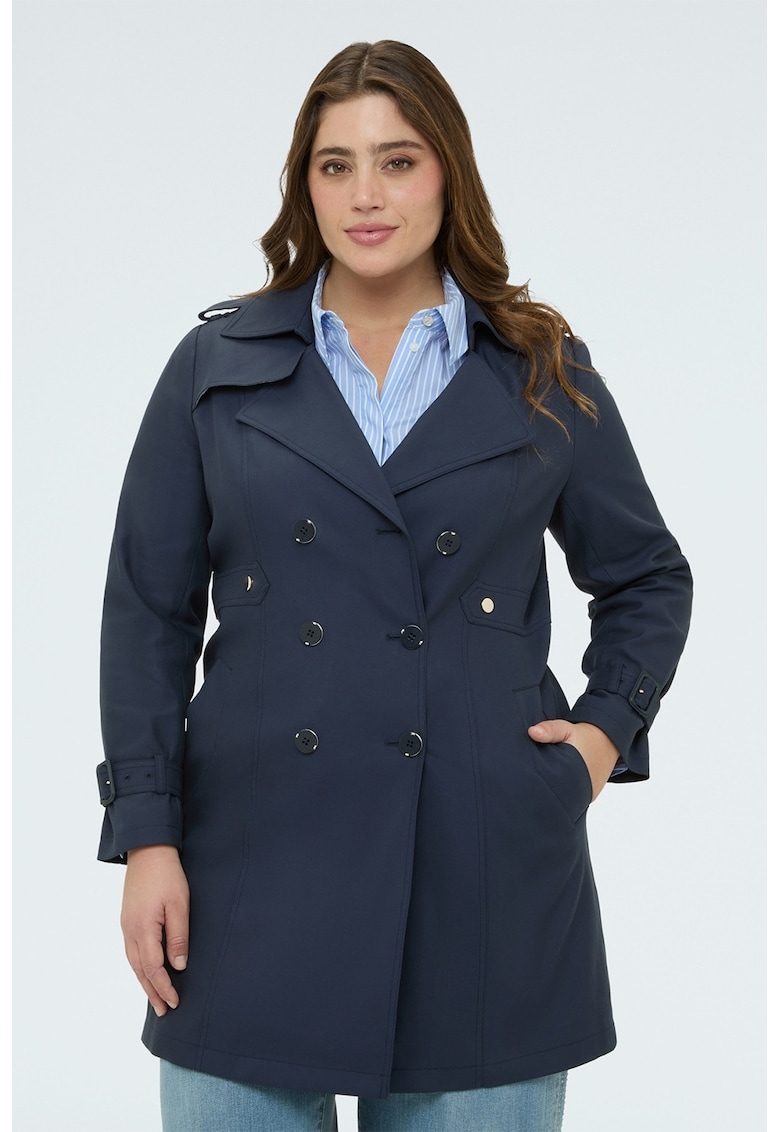 Palton cu doua randuri de nasturi - Albastru prafuit