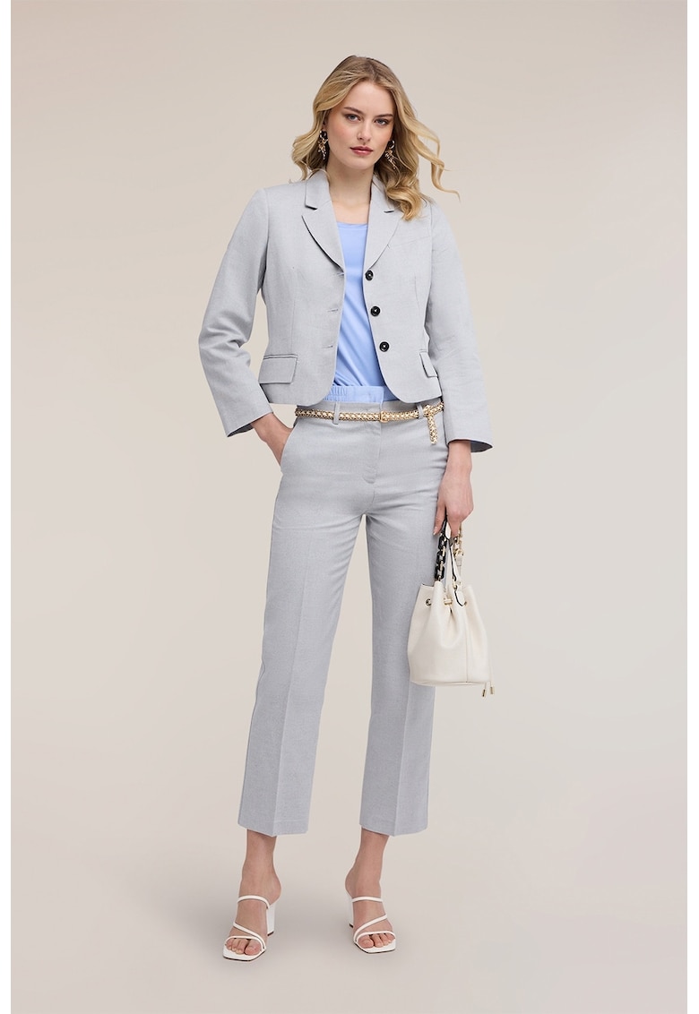 Pantaloni chino crop cu detaliu in talie - Gri deschis