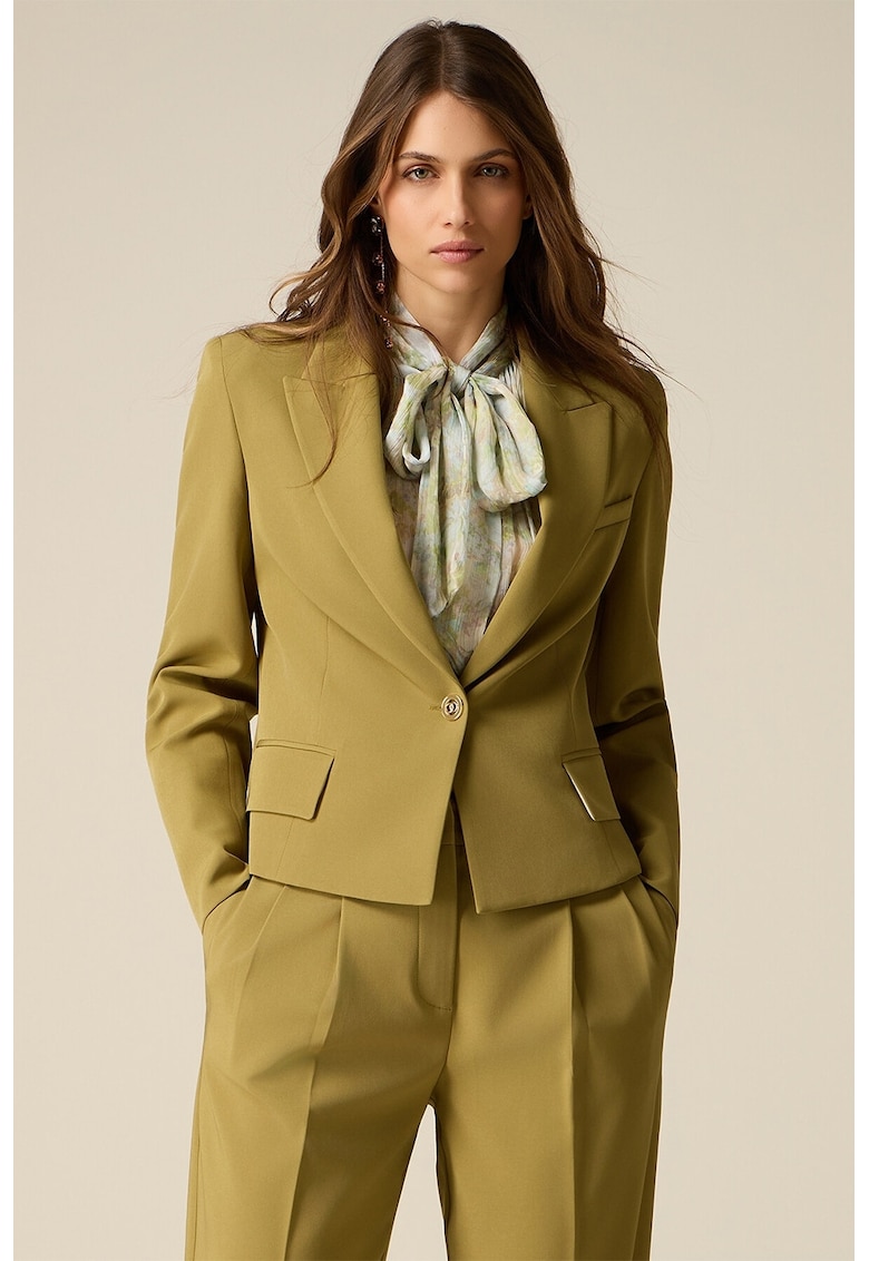 Sacou slim-fit cu model uni - Verde sparanghel
