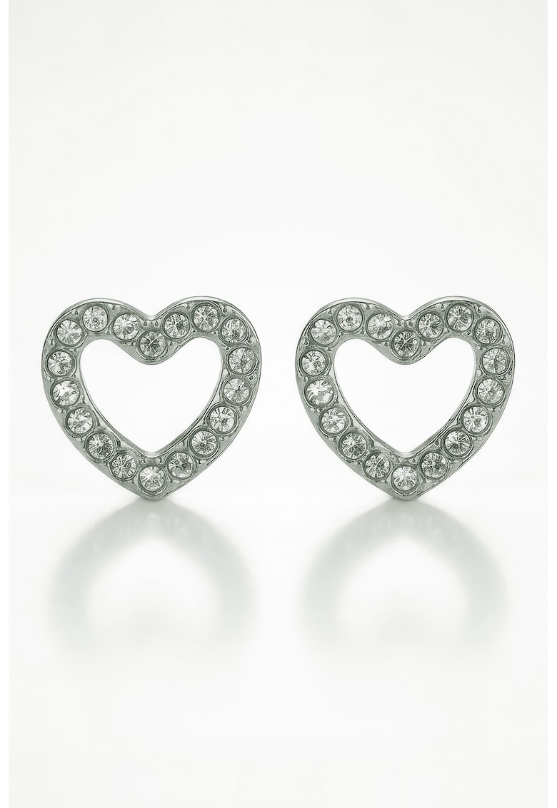 Cercei in forma de inima din otel inoxidabil - Argintiu