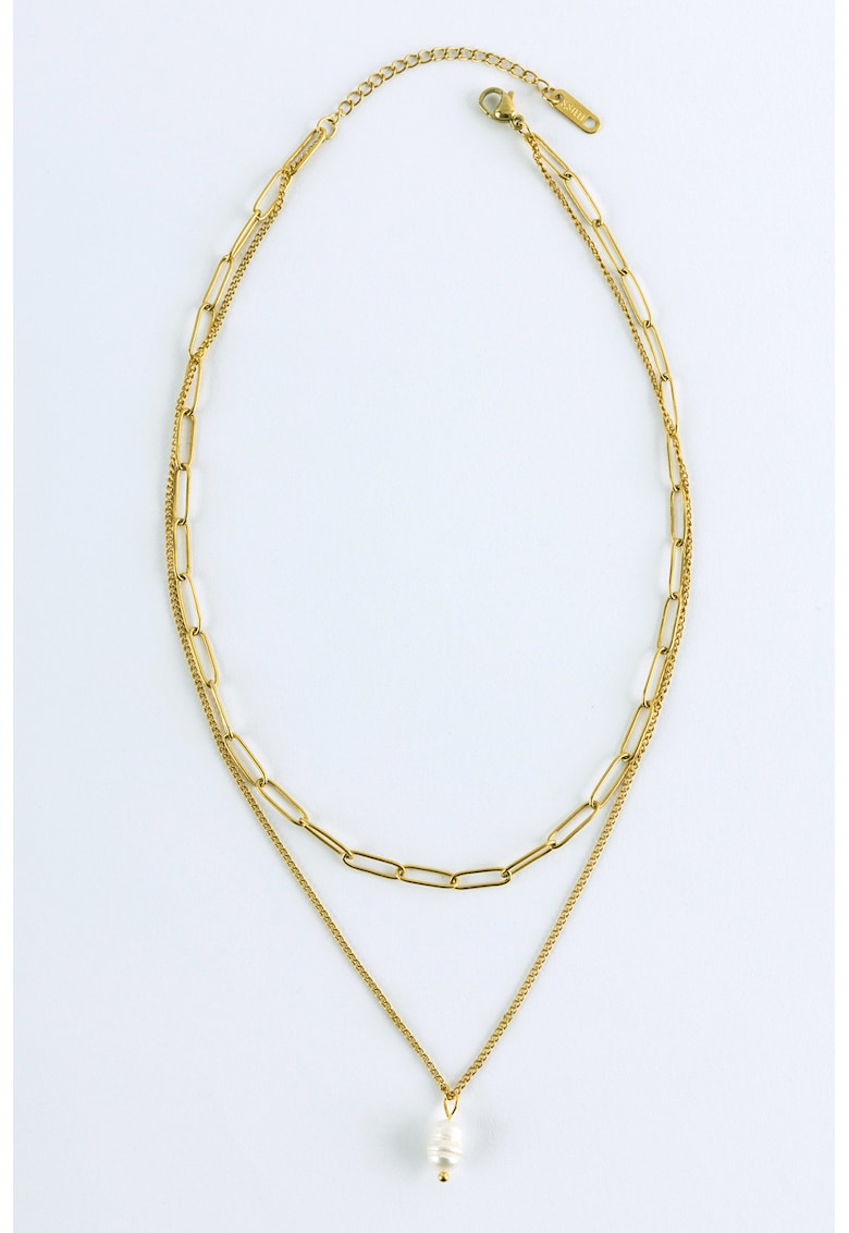 Colier dublu cu perle de apa Velora - Auriu