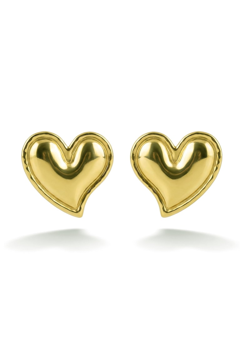 Cercei in forma de inima placati cu aur de 18K - Auriu