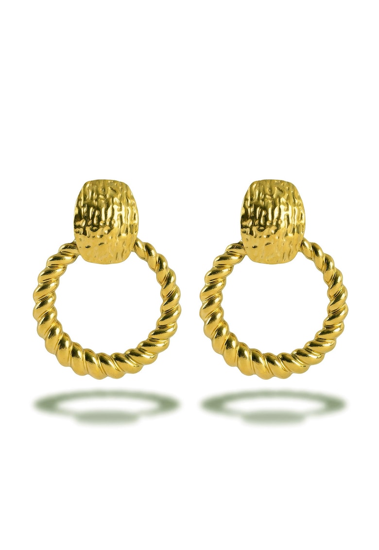 Cercei rotunzi placati cu aur de 18K - Auriu