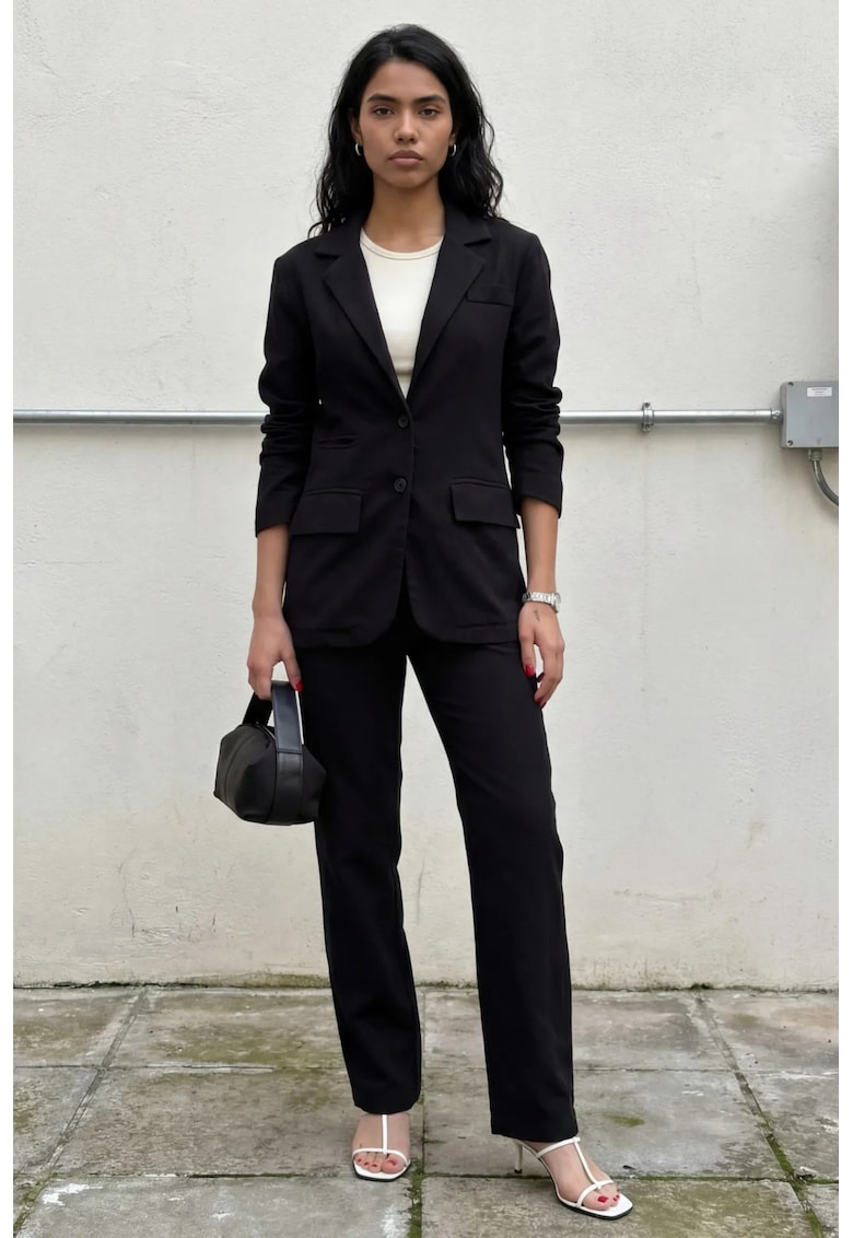 Costum doua piese - jacheta cu negru - textil - Negru