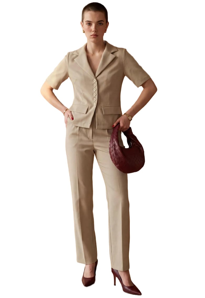 Costum din doua piese - bej natural