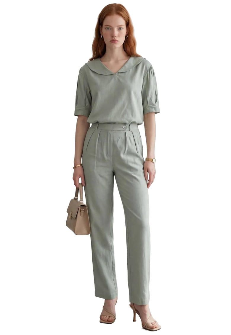 Compleu dama - set doua piese - verde salvie - 90% bumbac