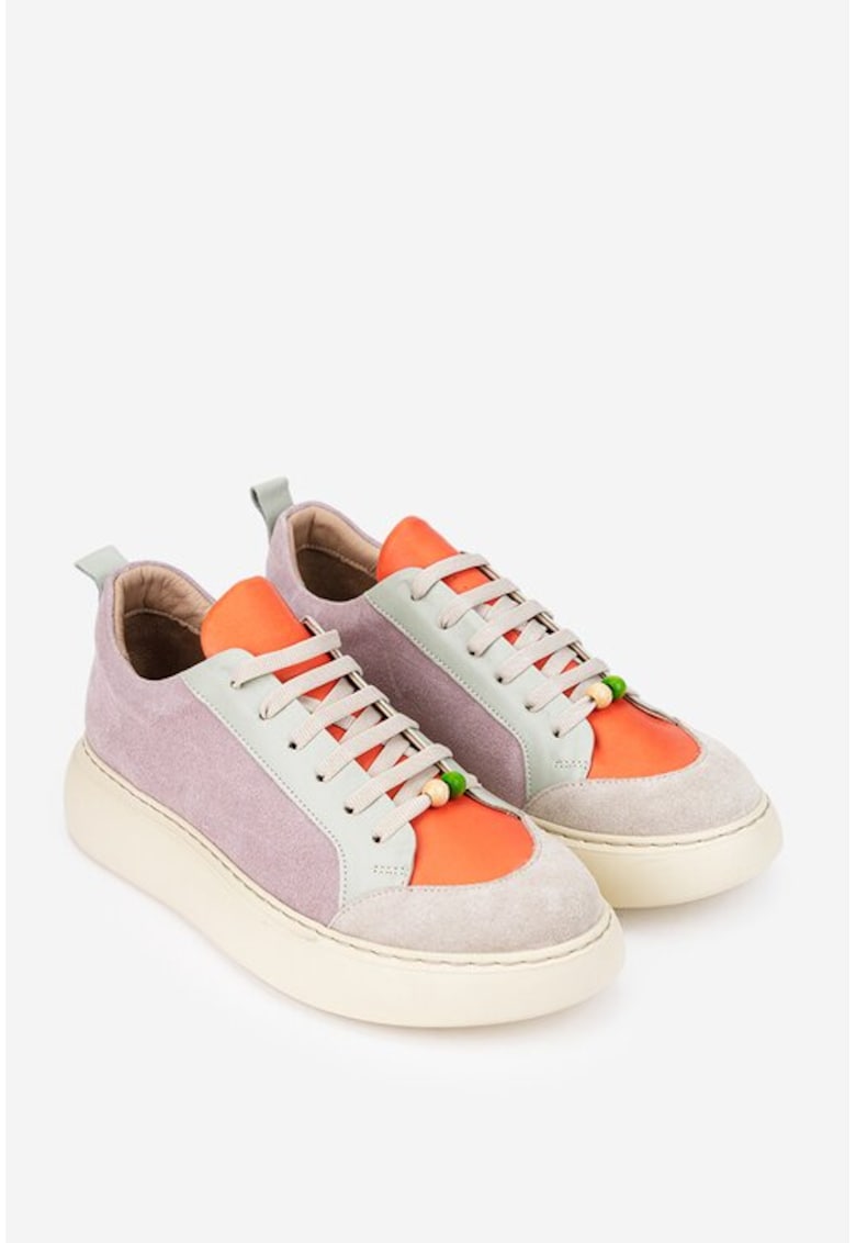 Pantofi dama multicolori din piele